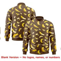 Light Brown Banana Pattern Varsity Letterman Bomber Jacket 8