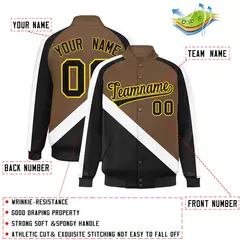 Light Brown Black Raglan Varsity Letterman Baseball Jacket 2