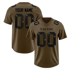 Light Brown Black Sequin Lettering Stretch Football Jersey 1