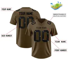 Light Brown Black Sequin Lettering Stretch Football Jersey 2