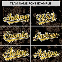 Light Brown Black White Cashew Flower Graffiti V-Neck Hockey Jersey 3
