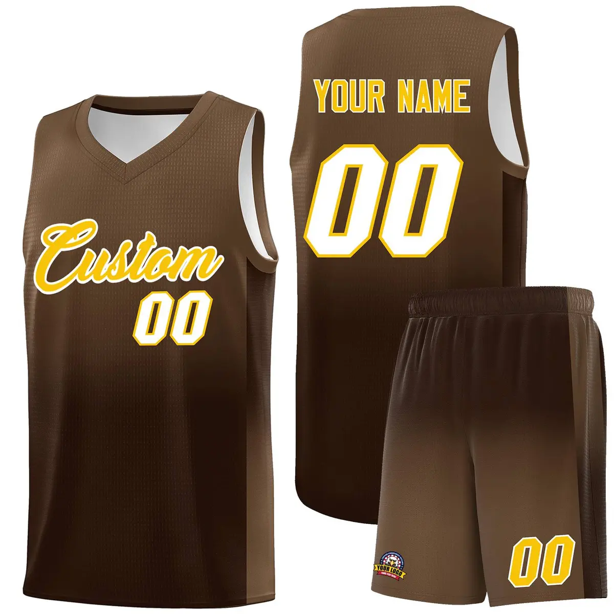Light Brown Brown Gradient Basketball Jersey Sports Uniform