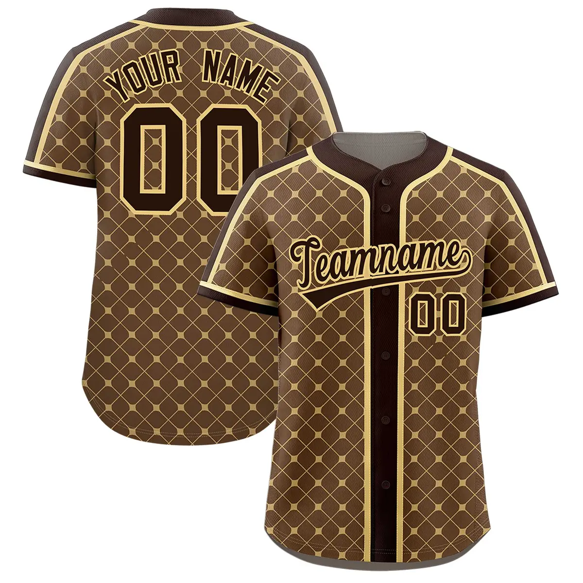 Light Brown Brown-Khaki Plaid Authentic Baseball Jersey
