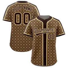 Light Brown Brown-Khaki Plaid Authentic Baseball Jersey