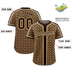 Light Brown Brown-Khaki Plaid Authentic Baseball Jersey 2