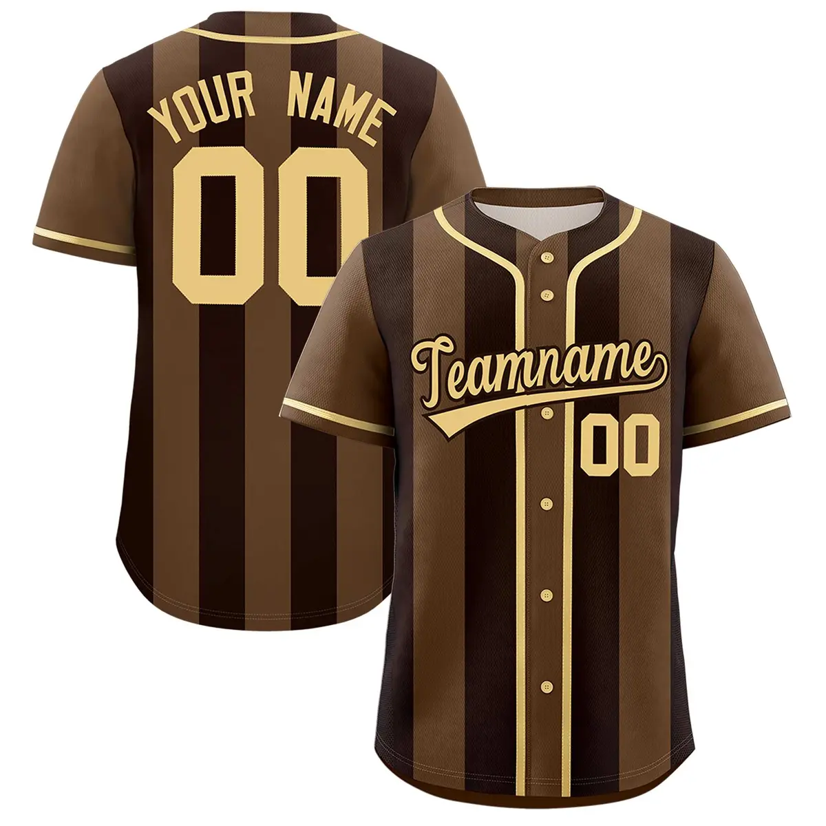 Light Brown Brown Thick Stripe Authentic Baseball Jersey