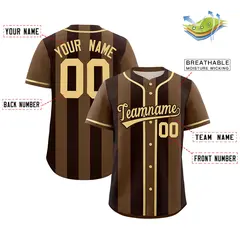 Light Brown Brown Thick Stripe Authentic Baseball Jersey 2