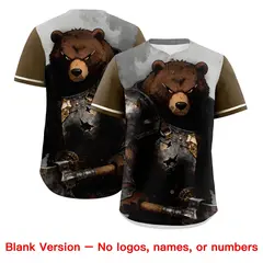 Light Brown Cream Bear Graffiti Pattern Baseball Jersey 7