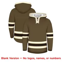 Light Brown Cream Lace-Up Neck Hockey Hoodie Classic Style 7