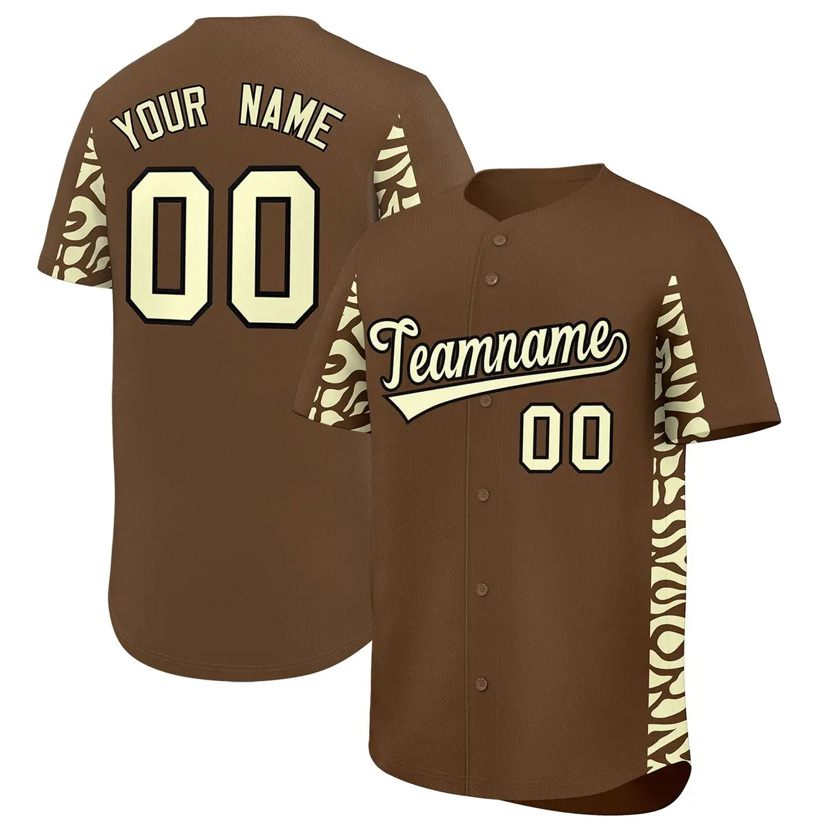 Light Brown Cream Leopard Graffiti Side Baseball Jersey
