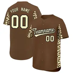 Light Brown Cream Leopard Graffiti Side Baseball Jersey