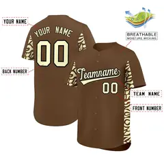 Light Brown Cream Leopard Graffiti Side Baseball Jersey 2