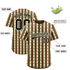 Light Brown Cream Star Pattern Thick Stripes Baseball Jersey 2