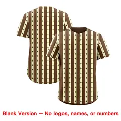 Light Brown Cream Star Pattern Thick Stripes Baseball Jersey 7
