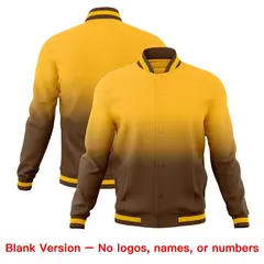 Light Brown Gold Gradient Full-Snap Varsity Letterman Jacket 7