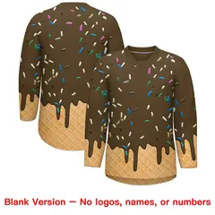 Light Brown Gold Ice Cream Pattern V-Neck Hockey Jersey 7