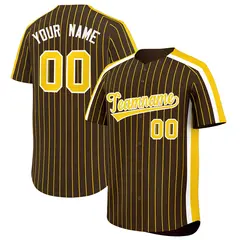 Light Brown Gold Pinstripe Two-tone Baseball Jersey 1