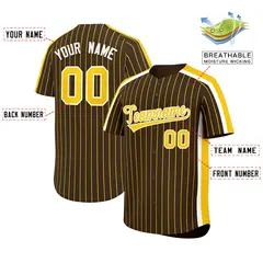 Light Brown Gold Pinstripe Two-tone Baseball Jersey 2