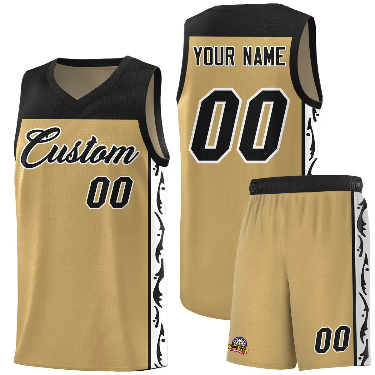 Light Brown Graffiti Side Pattern Basketball Jersey