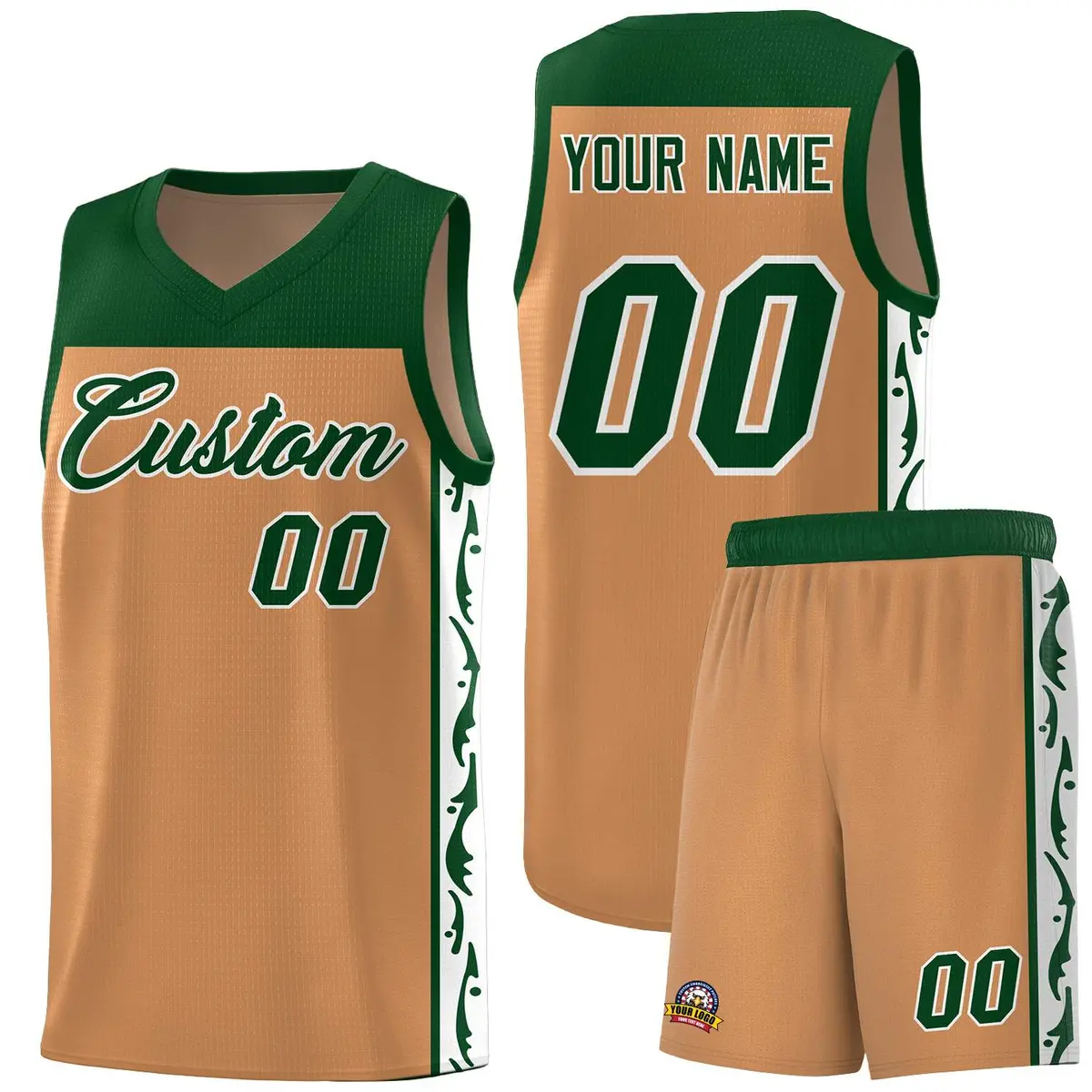 Light Brown Graffiti Side Pattern Basketball Jersey