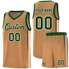 Light Brown Honeycomb Pattern Basketball Uniform Jersey 1