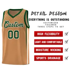 Light Brown Honeycomb Pattern Basketball Uniform Jersey 2