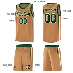 Light Brown Honeycomb Pattern Basketball Uniform Jersey 5