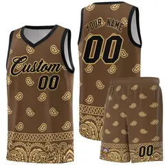 Light Brown Khaki Cashew Pattern Basketball Jersey