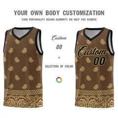 Light Brown Khaki Cashew Pattern Basketball Jersey 3