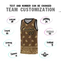 Light Brown Khaki Cashew Pattern Basketball Jersey 4