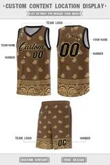 Light Brown Khaki Cashew Pattern Basketball Jersey 5