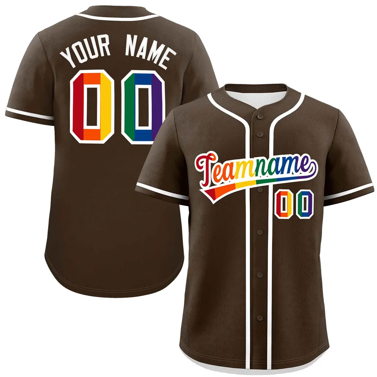 Light Brown LGBT Rainbow Pride Month Baseball Jersey