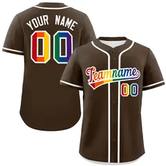 Light Brown LGBT Rainbow Pride Month Baseball Jersey