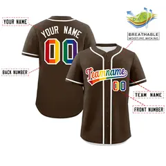 Light Brown LGBT Rainbow Pride Month Baseball Jersey 2