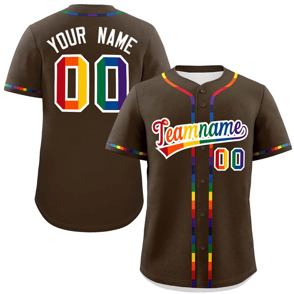 Light Brown LGBT Rainbow Pride Month Baseball Jersey