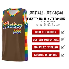 Light Brown LGBT Rainbow Pride Month Basketball Jersey 2