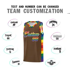 Light Brown LGBT Rainbow Pride Month Basketball Jersey 4