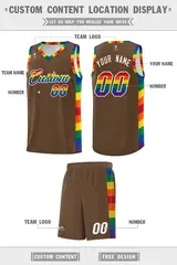 Light Brown LGBT Rainbow Pride Month Basketball Jersey 5