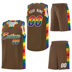 Light Brown LGBT Rainbow Pride Month Basketball Jersey 6