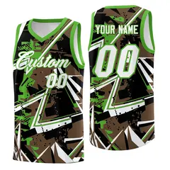 Light Brown Light Green Abstract Graffiti Breathable Basketball Jersey 1