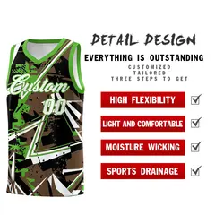 Light Brown Light Green Abstract Graffiti Breathable Basketball Jersey 2