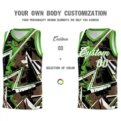 Light Brown Light Green Abstract Graffiti Breathable Basketball Jersey 3