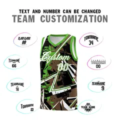 Light Brown Light Green Abstract Graffiti Breathable Basketball Jersey 4