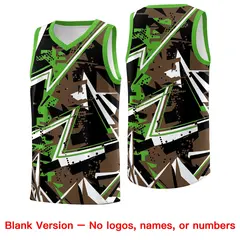 Light Brown Light Green Abstract Graffiti Breathable Basketball Jersey 6