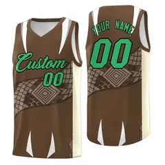 Light Brown Light Khaki Snake Scale Venomous Fang Graffiti Basketball Jersey 1