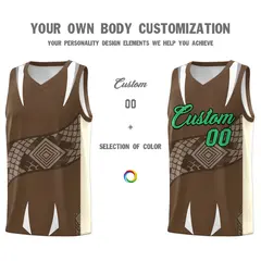 Light Brown Light Khaki Snake Scale Venomous Fang Graffiti Basketball Jersey 3