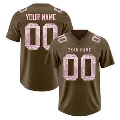 Light Brown Light Pink Sequin Lettering Football Jersey