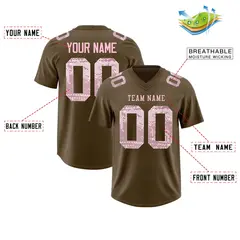 Light Brown Light Pink Sequin Lettering Football Jersey 2