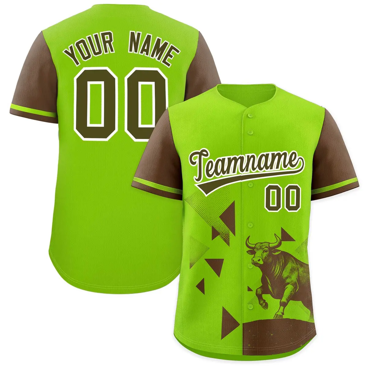 Light Brown Neon Green Raptor Series Raglan Hip Hop Baseball Jersey