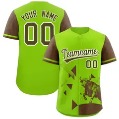 Light Brown Neon Green Raptor Series Raglan Hip Hop Baseball Jersey 1